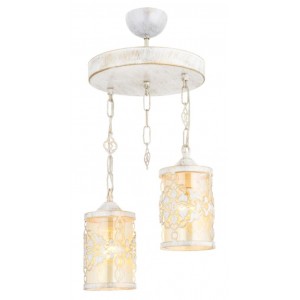 METAL and GLASS WHITE PATINE AND ANTIQUE COLOR COATED CHANDELIER 40 CM DIAMETER LOAD: 60 CM